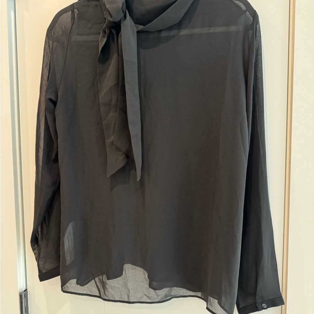 Zara Black Sheer Blouse with Bow